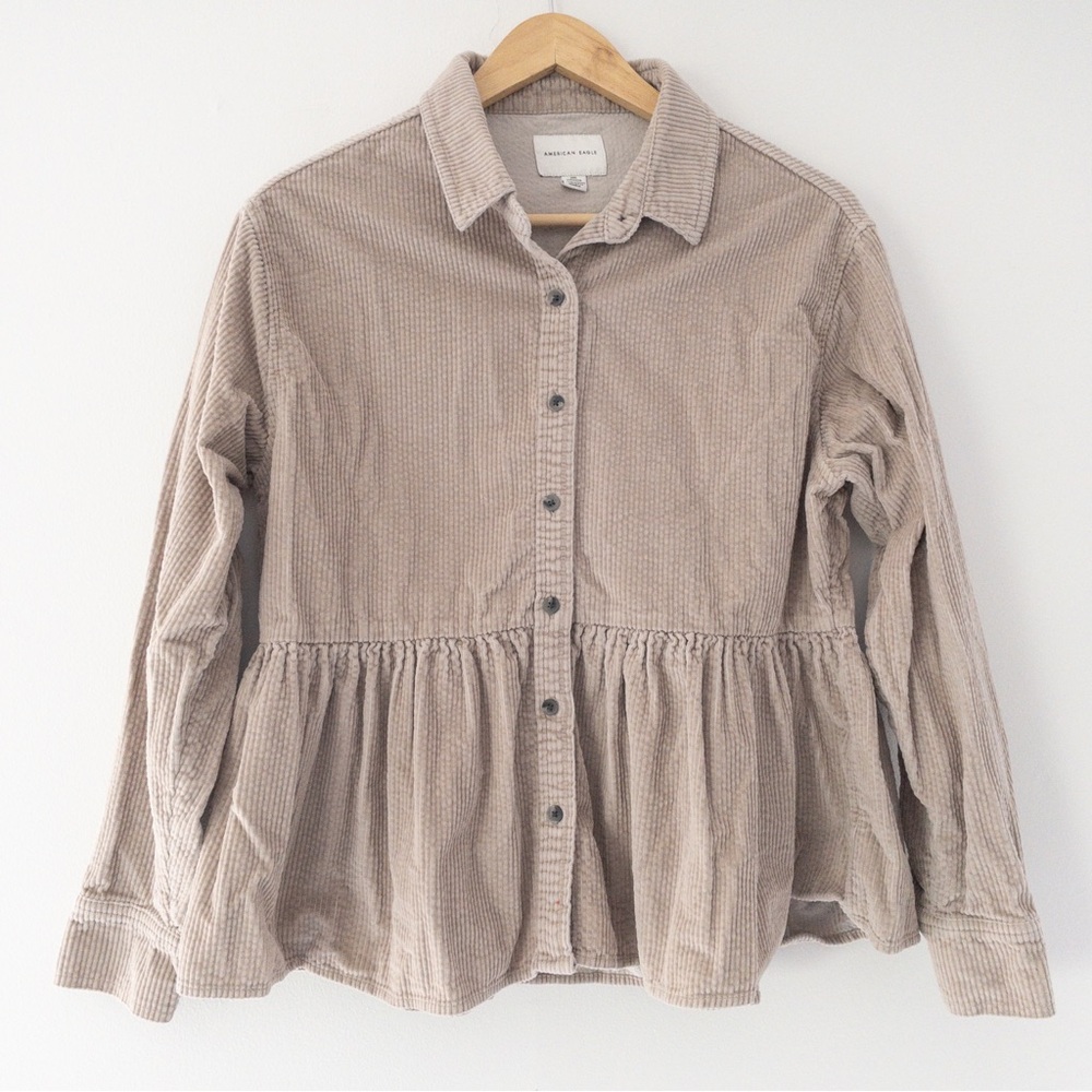 American Eagle Corduroy Peplum Shirt